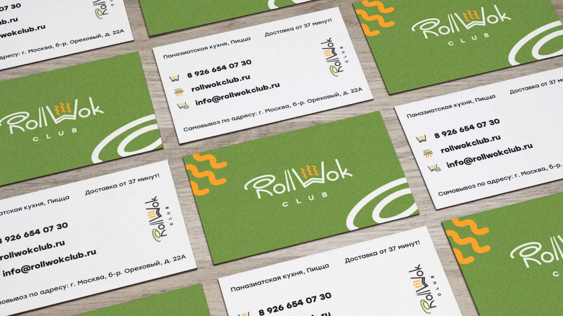 Разработка дизайна визиток суши-бара «Roll Wok Club» в Красновишерске